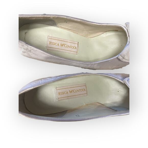 Vintage Jessica McClintock Fabric wedding evening bow shoes 7.5 EUC - Picture 5 of 6